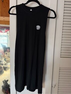 RVCA Black Sleeveless Tank Dress with Subtle Logo Tag